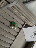 Green clover studs with pearl