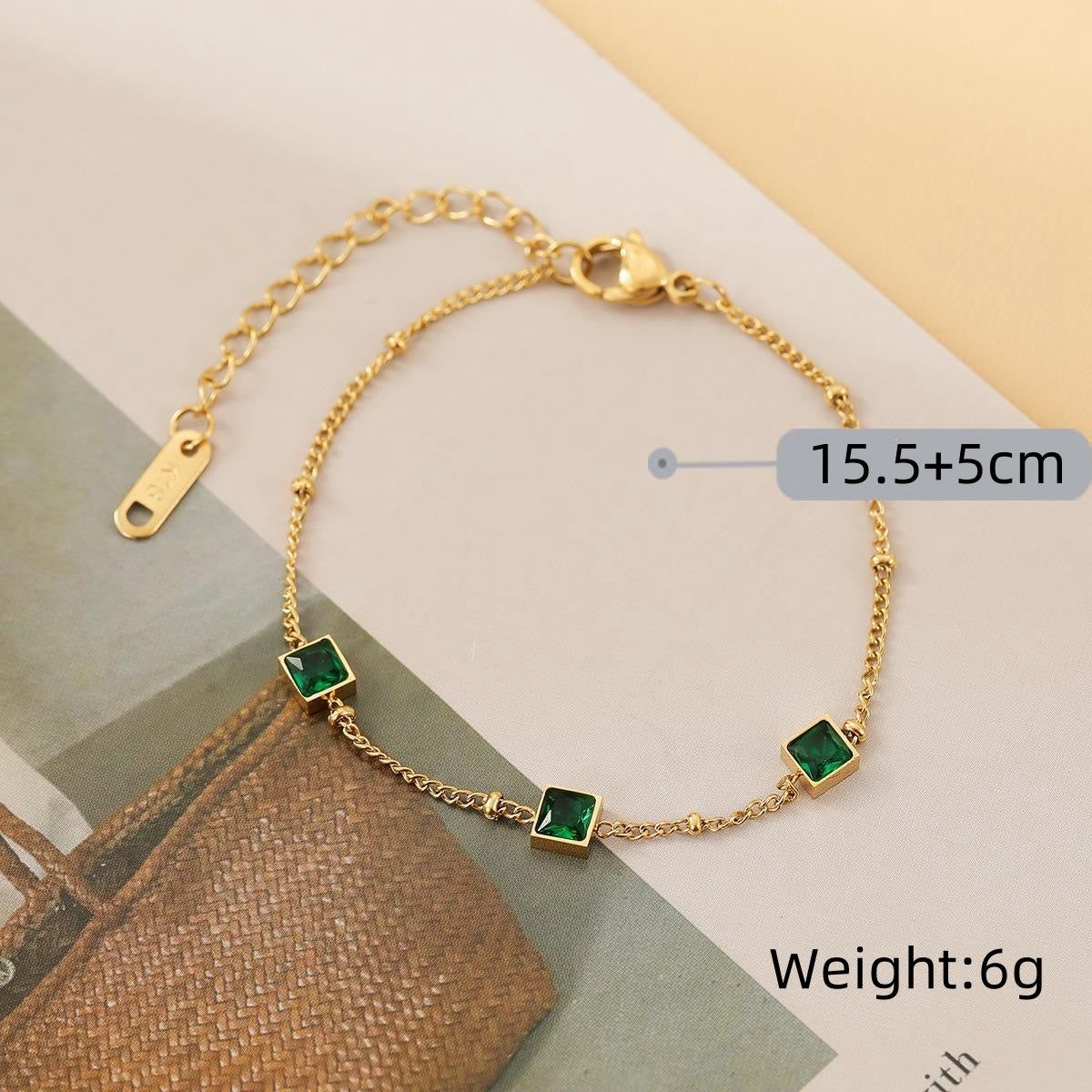 Minimal emerald bracelet