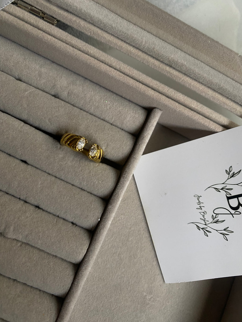 Signature crystal ring