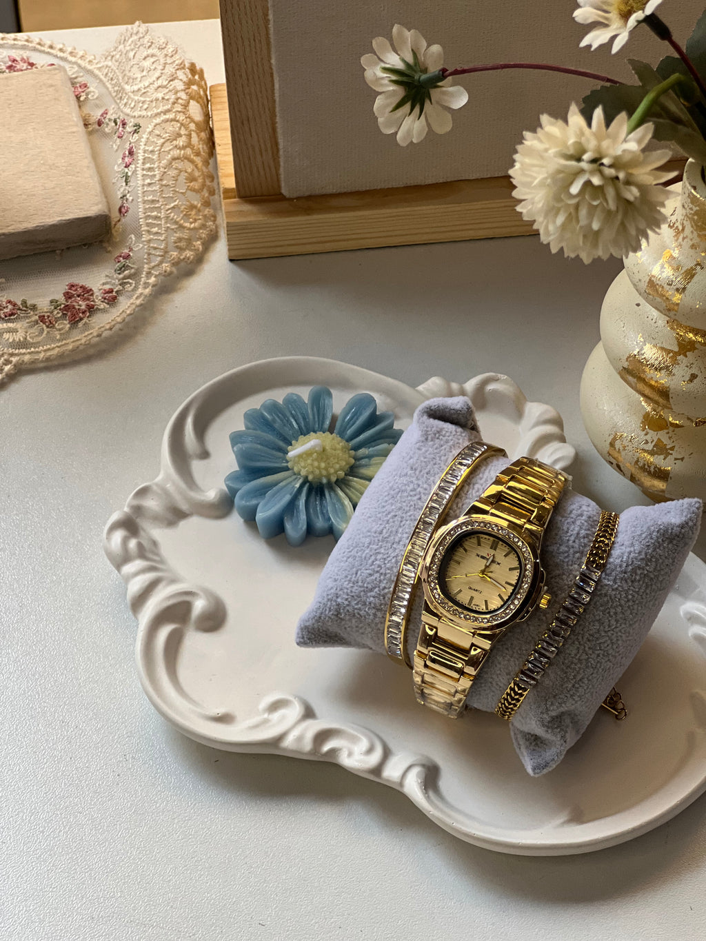 Watch stack with handcuff and bracelet