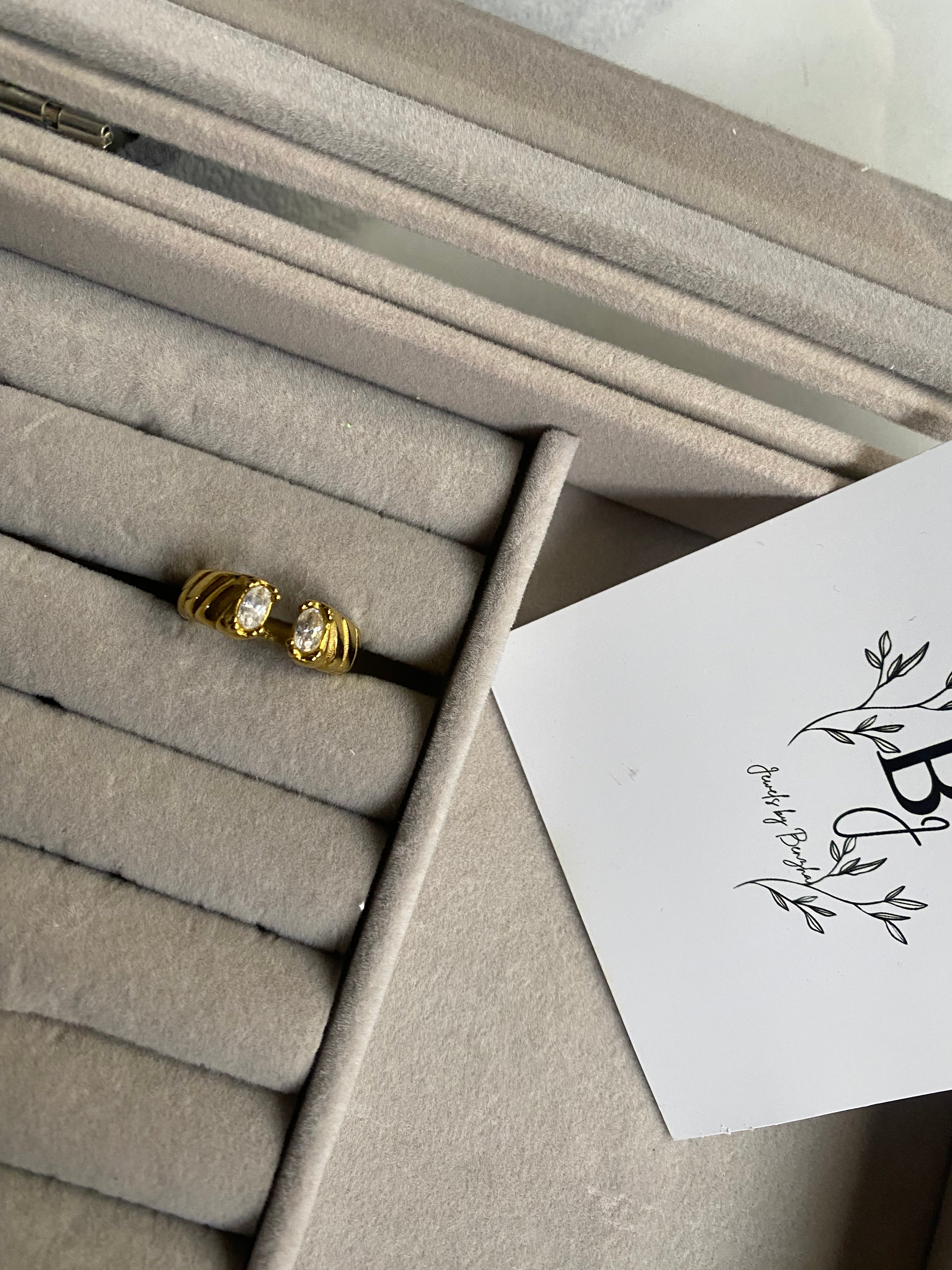 Signature crystal ring