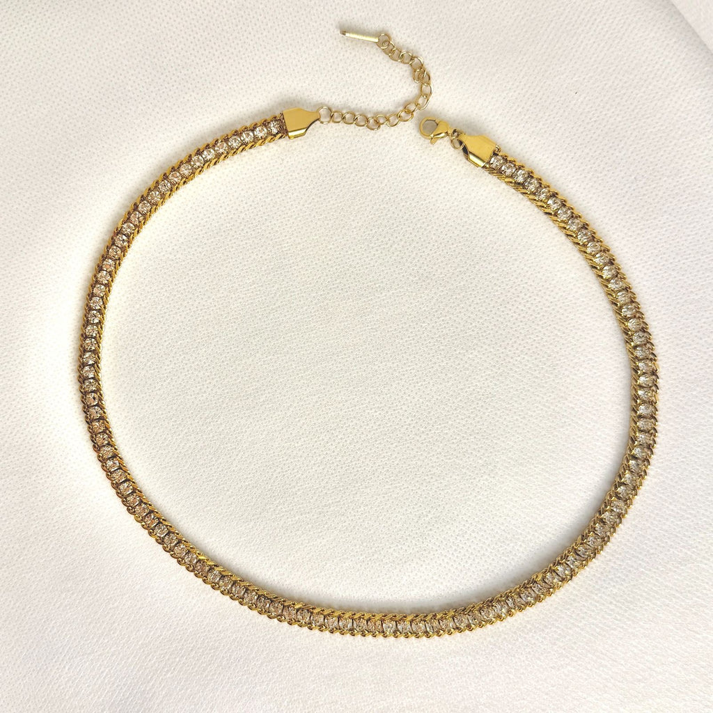 Crystal white with golden base necklace