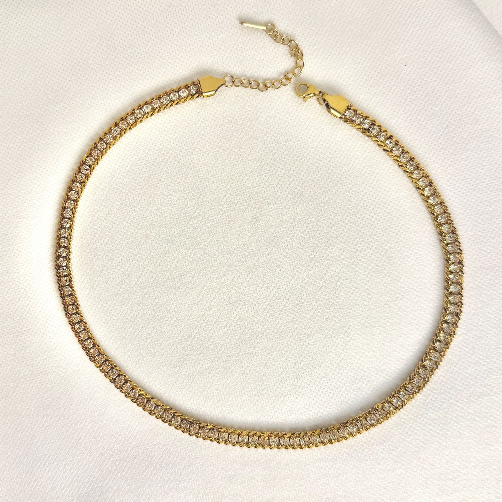 Crystal white with golden base necklace