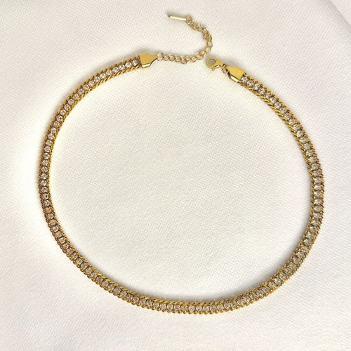 Crystal white with golden base necklace