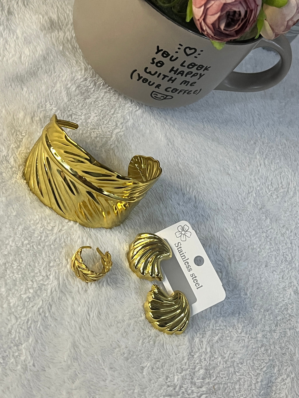 Leaf Set(handcuff, ring , earrings)