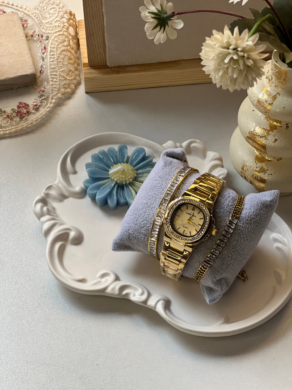 Watch stack with handcuff and bracelet