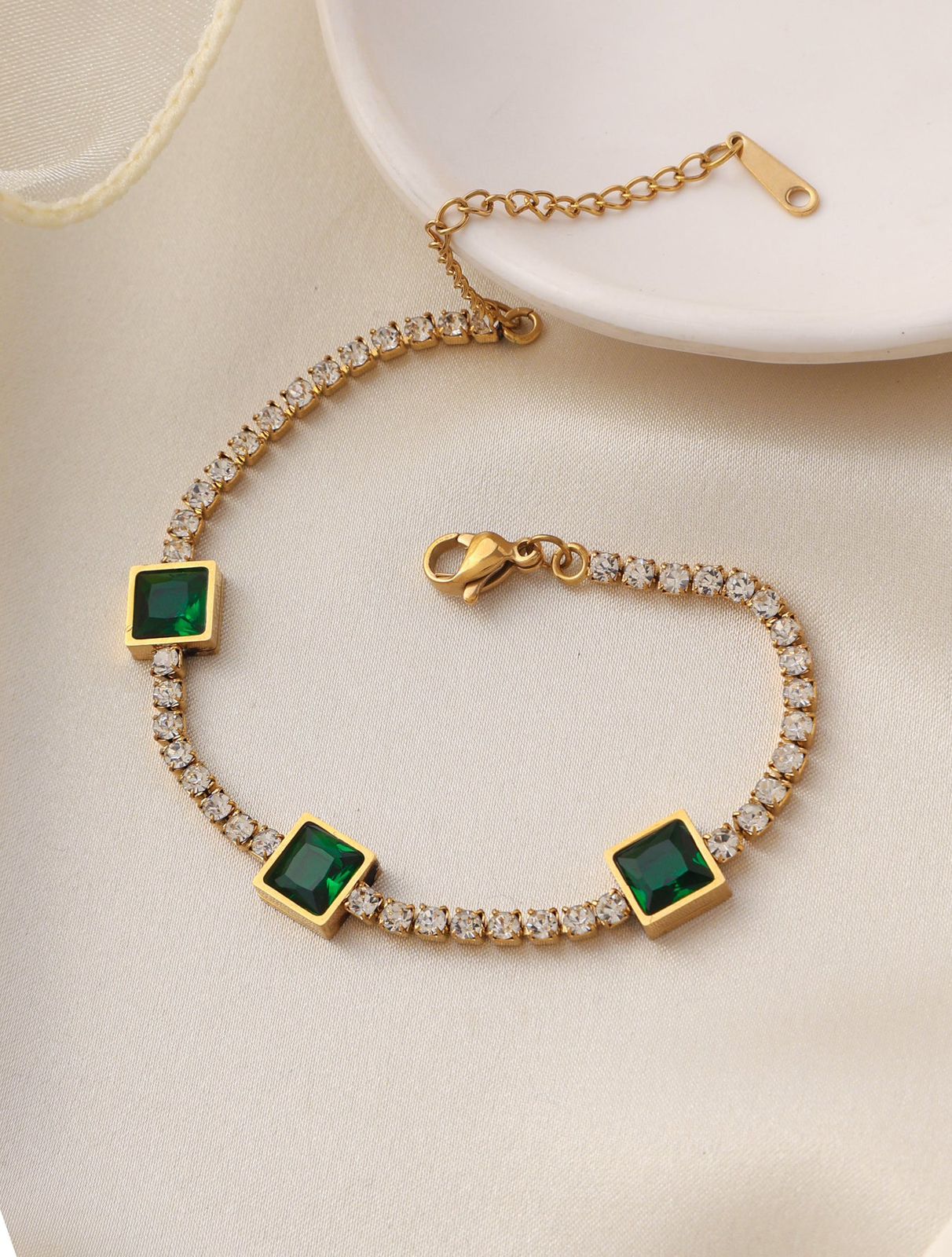 Green emerald bracelet