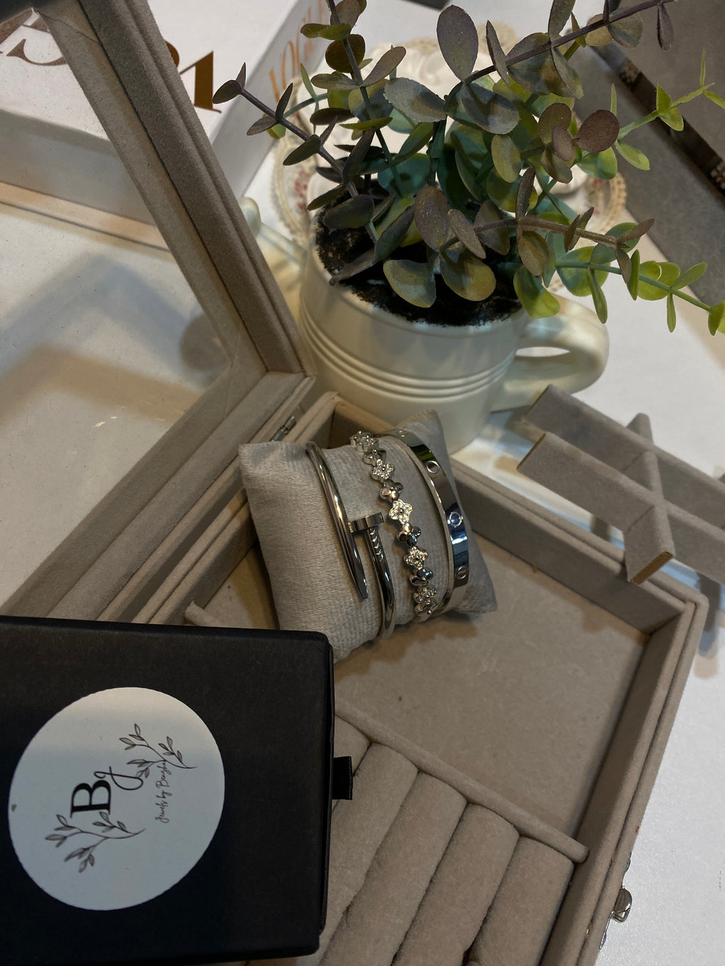 Set of 3 silver handcuff stack
