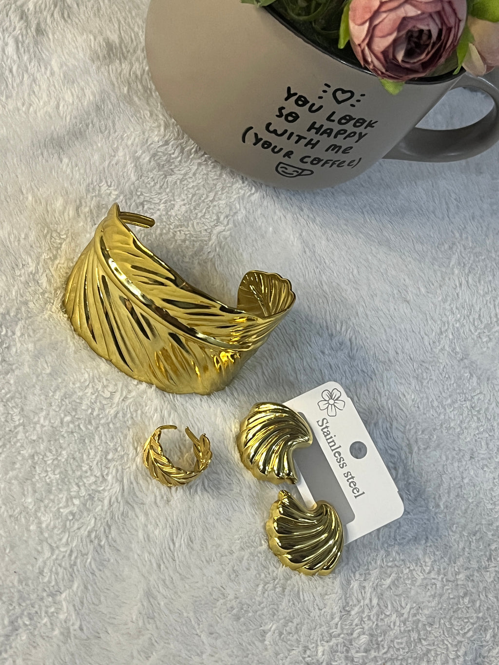 Leaf Set(handcuff, ring , earrings)