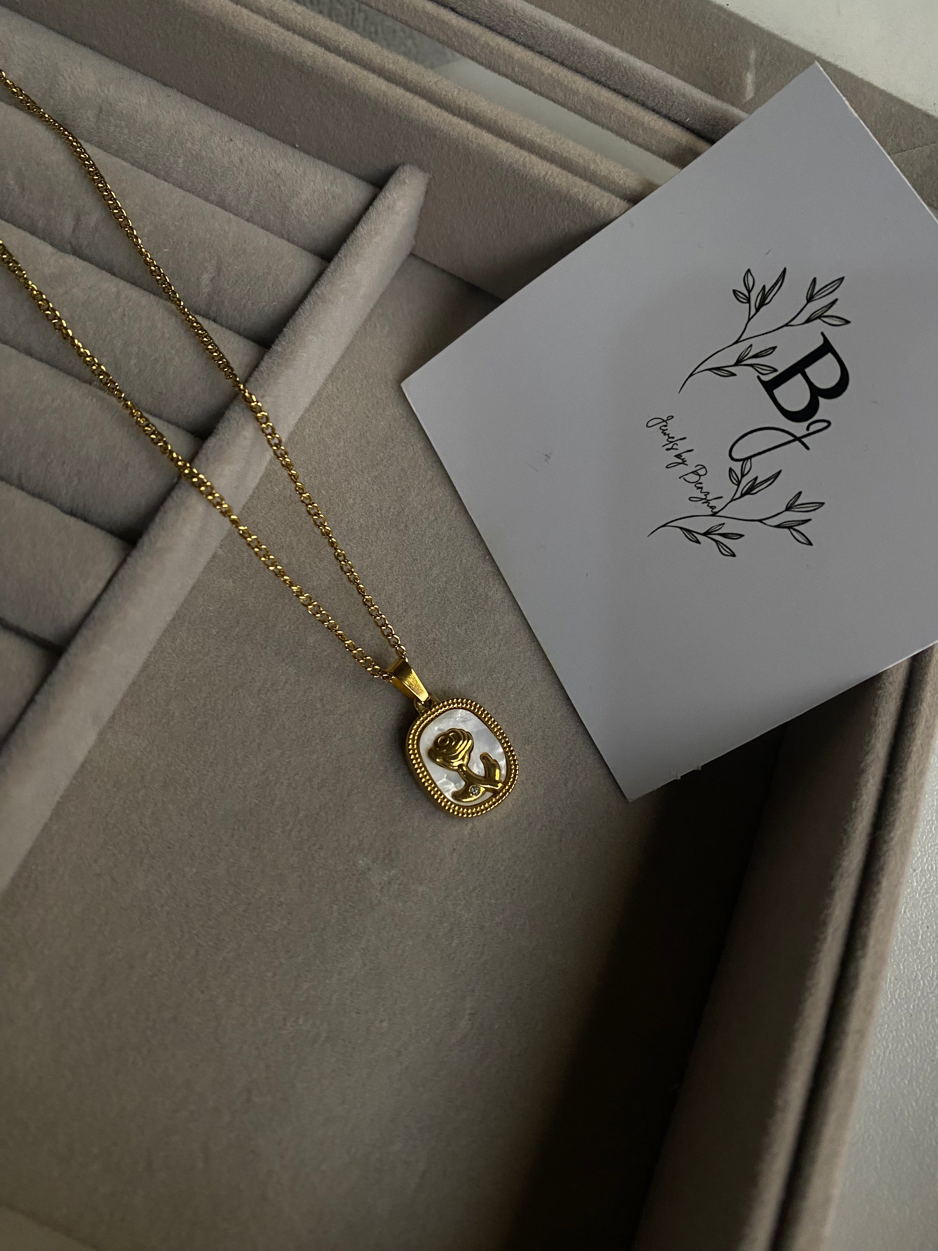 Elegant white with rose locket