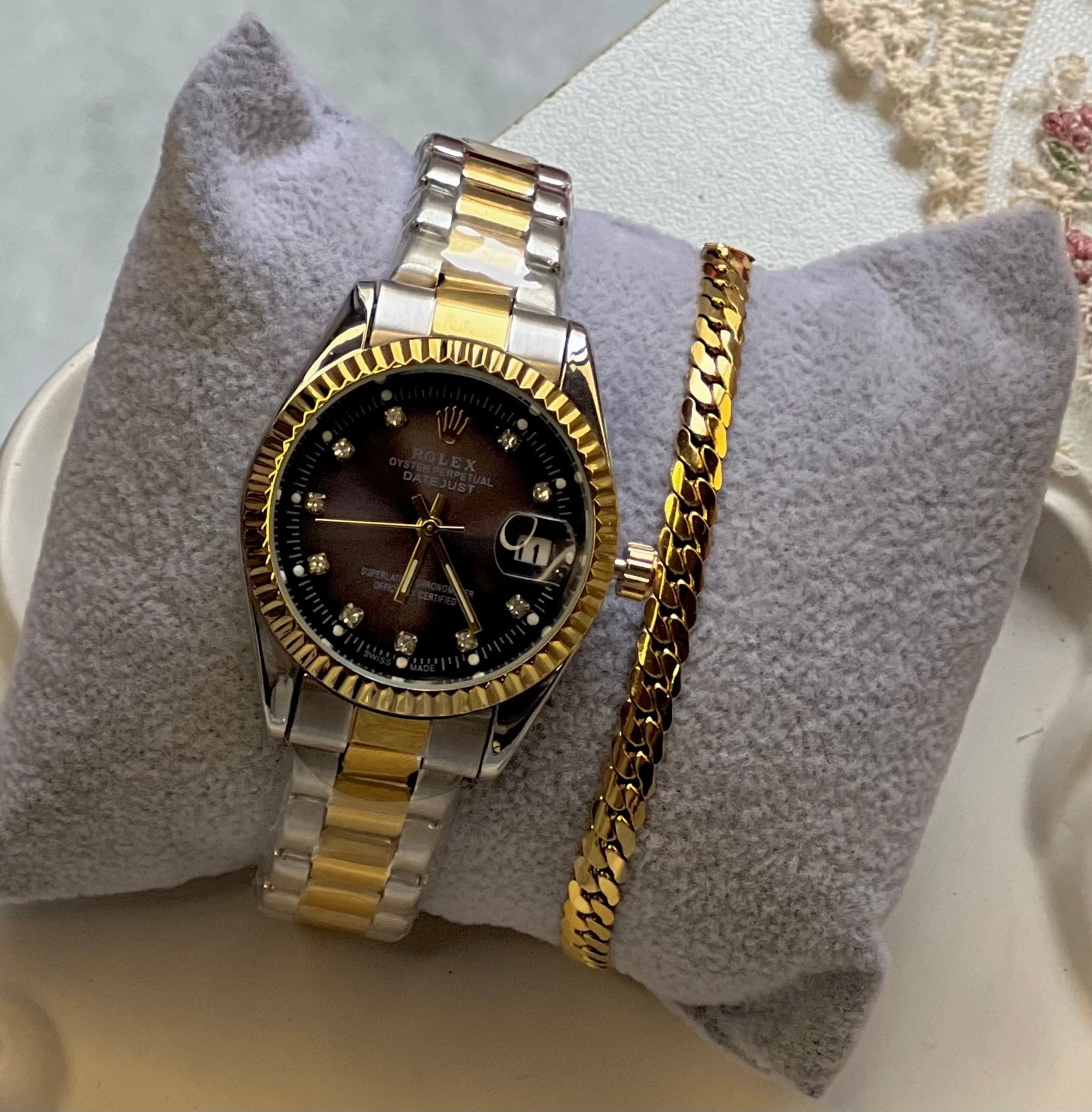 Rolex Brown Dial Stack